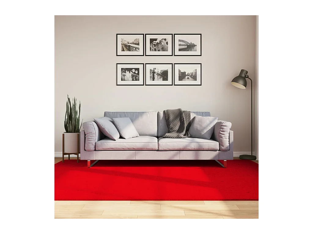 Tappeto HUARTE morbido e lavabile a pelo corto rosso 160x230 cm