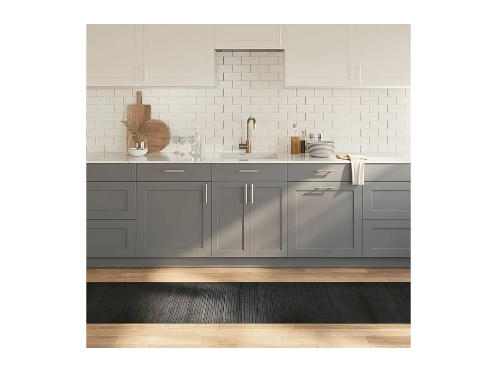 Tapis rectangulaire gris 70x300 cm bambou