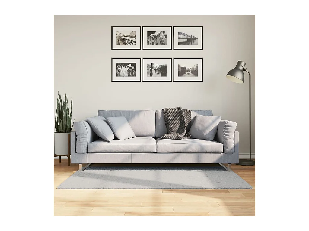 Tapis HUARTE à poils courts doux et lavable gris 80x150 cm