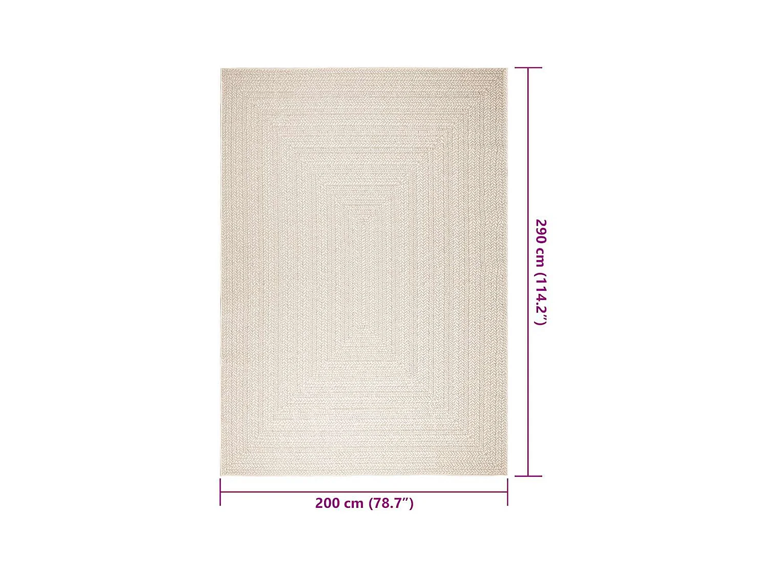 Alfombra ZIZUR color crema 200x290 cm efecto yute interior y exterior