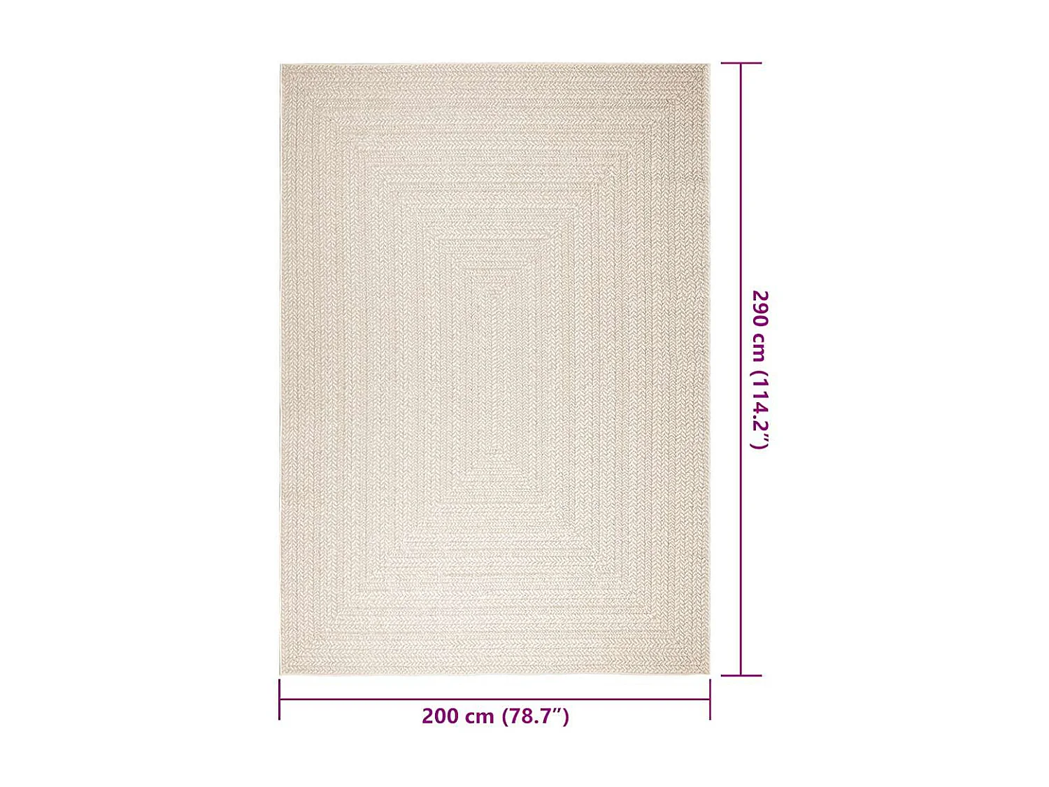 Tappeto ZIZUR crema 200x290 cm effetto juta interno esterno