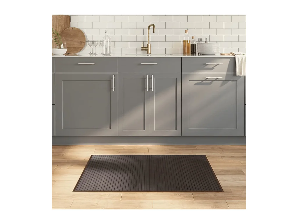 Tapis rectangulaire marron foncé 70x100 cm bambou