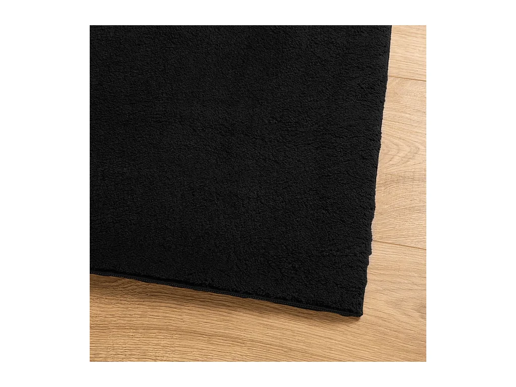Tappeto HUARTE morbido e lavabile a pelo corto nero 80x250 cm