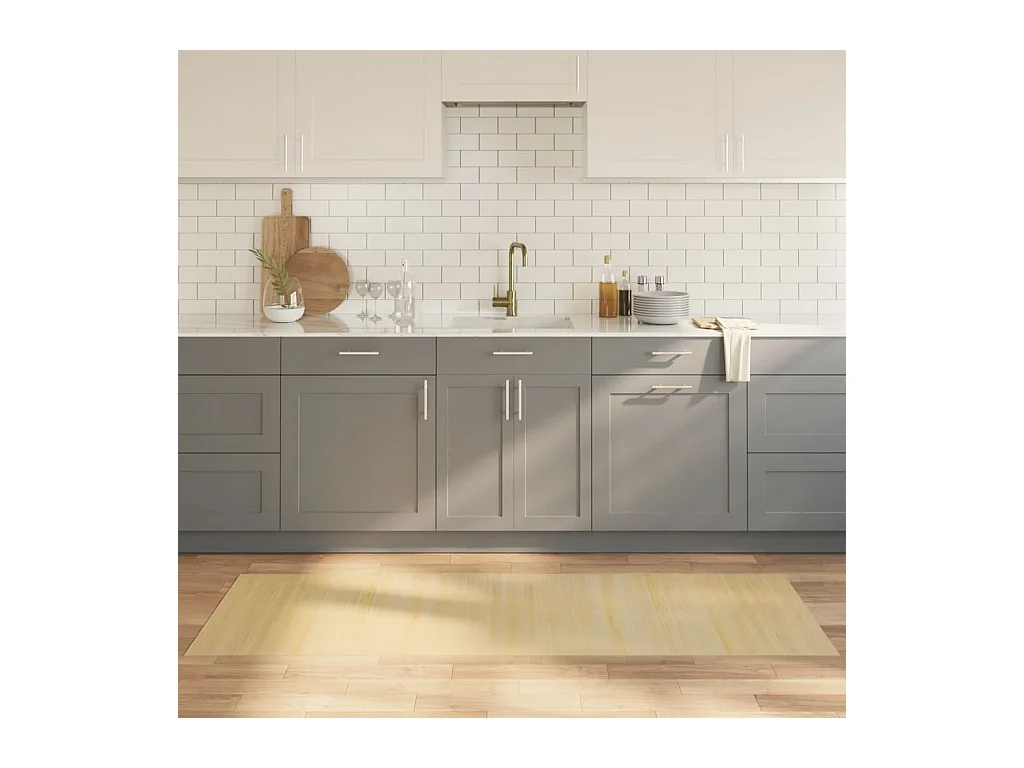 Tappeto rettangolare in bambù naturale chiaro 70x200 cm