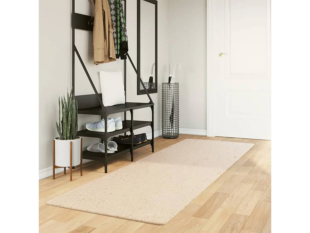 Tapis HUARTE à poils courts doux et lavable beige 80x250 cm