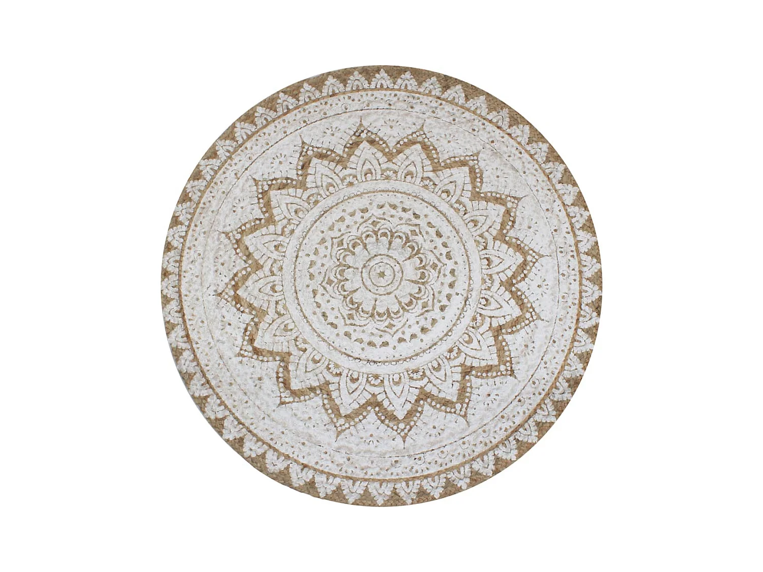 Bedrukte gevlochten jute vloermat 150 cm rond