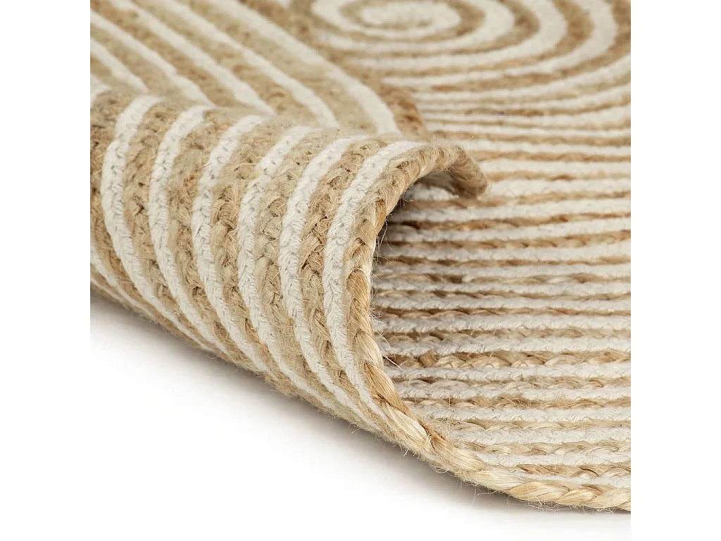 Tappeto in juta fatto a mano con motivo a spirale bianco 120 cm