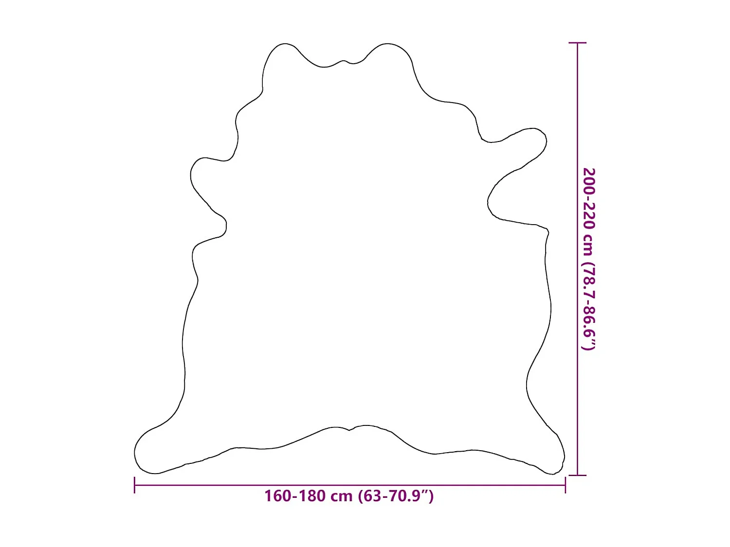 Tappeto in vera pelle di mucca bianco e nero 180x220 cm