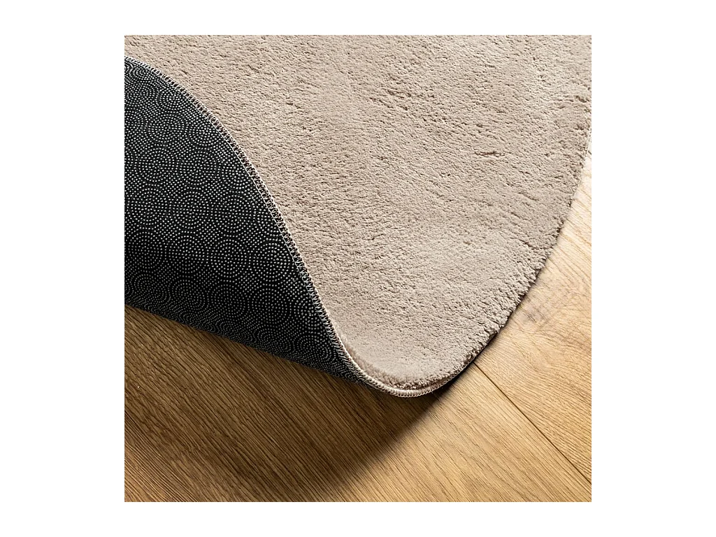 Tapis HUARTE à poils courts doux et lavable sable Ø 100 cm