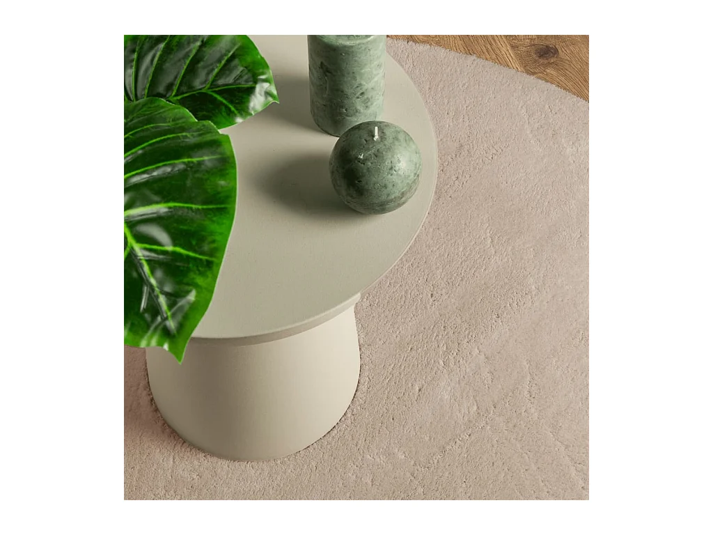 Tapis HUARTE à poils courts doux et lavable sable Ø 100 cm