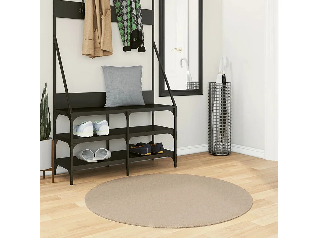 Tapis HUARTE à poils courts doux et lavable sable Ø 100 cm