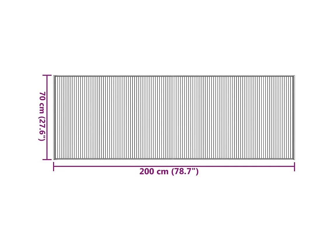 Tappeto rettangolare nero 70x200 cm in bambù