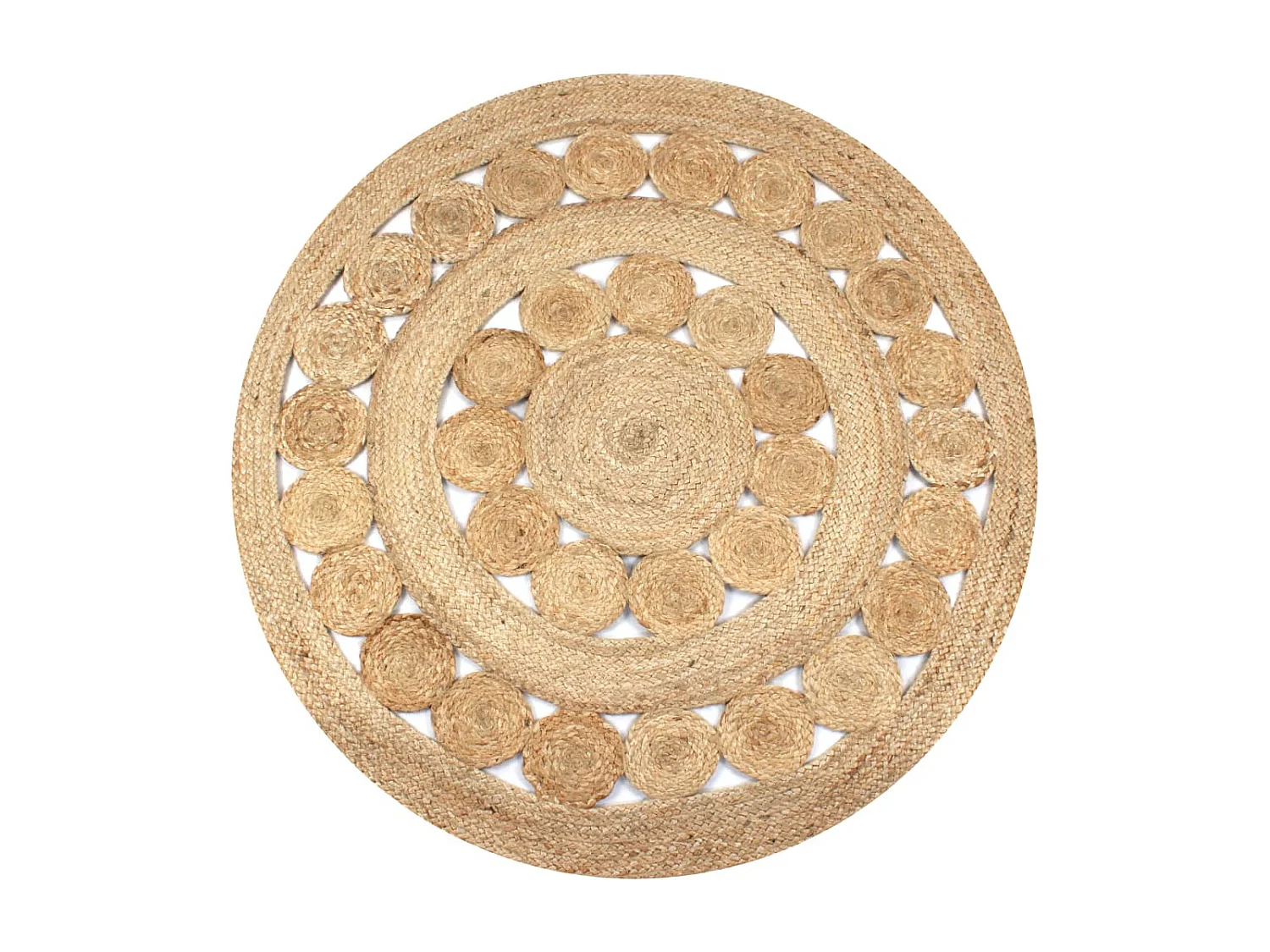 Jute vloerkleed, gevlochten design, rond 150 cm