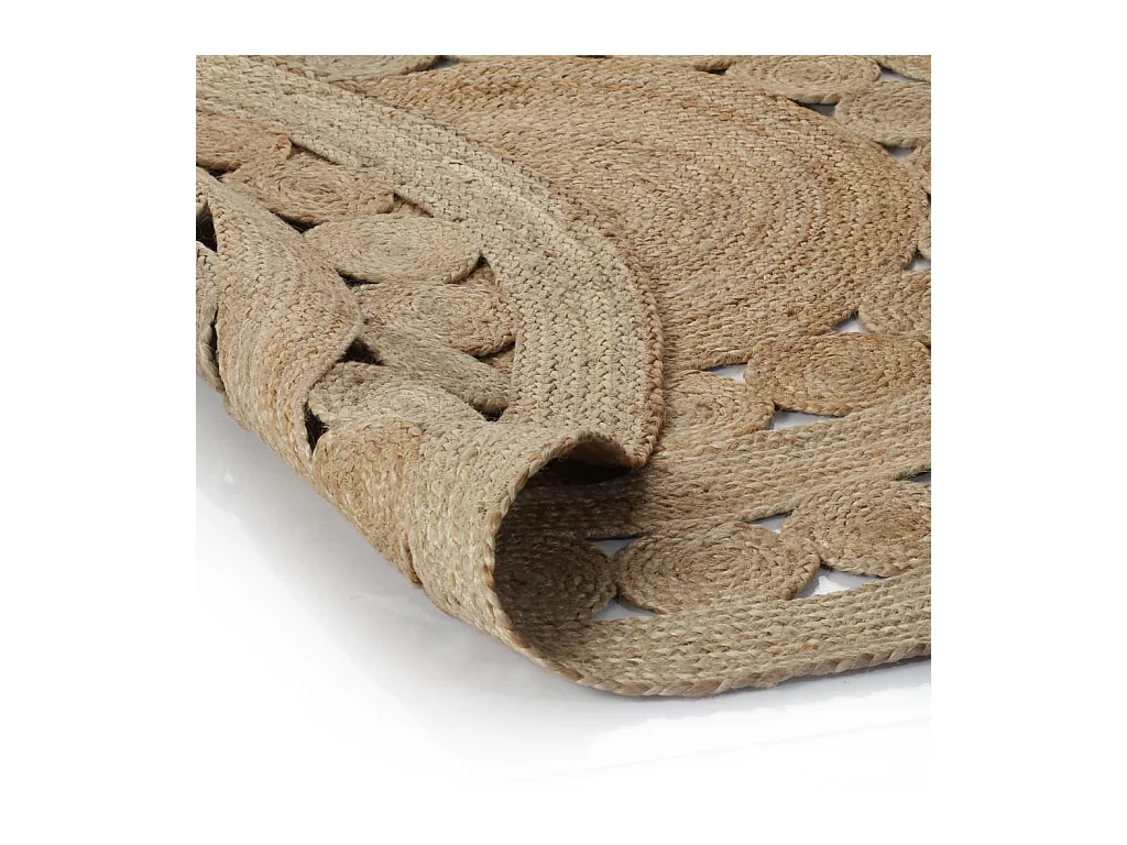 Jute vloerkleed, gevlochten design, rond 150 cm