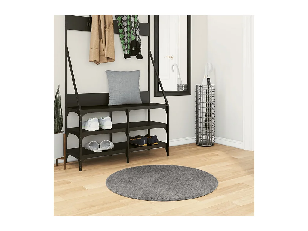 HUARTE vloerkleed met zachte, wasbare korte pool, antraciet, Ø 80 cm