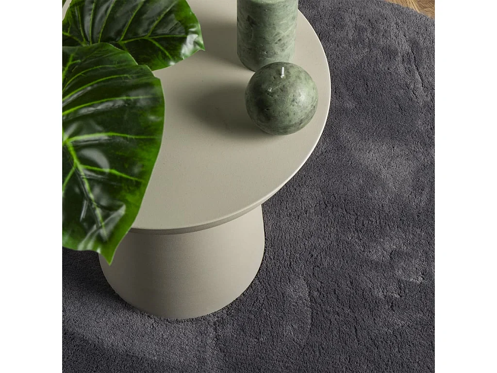 HUARTE vloerkleed met zachte, wasbare korte pool, antraciet, Ø 80 cm