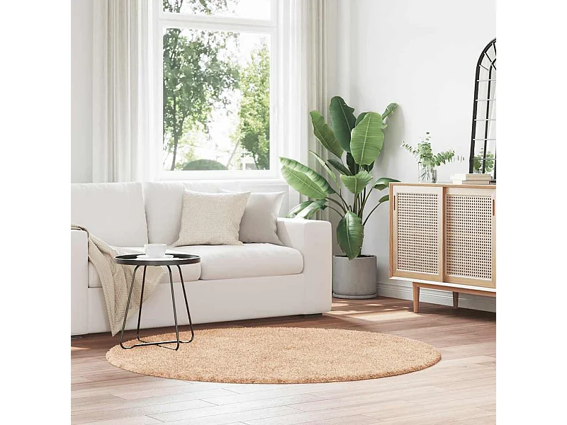 NAVARRA beige shaggy vloerkleed 160x160 cm polyester