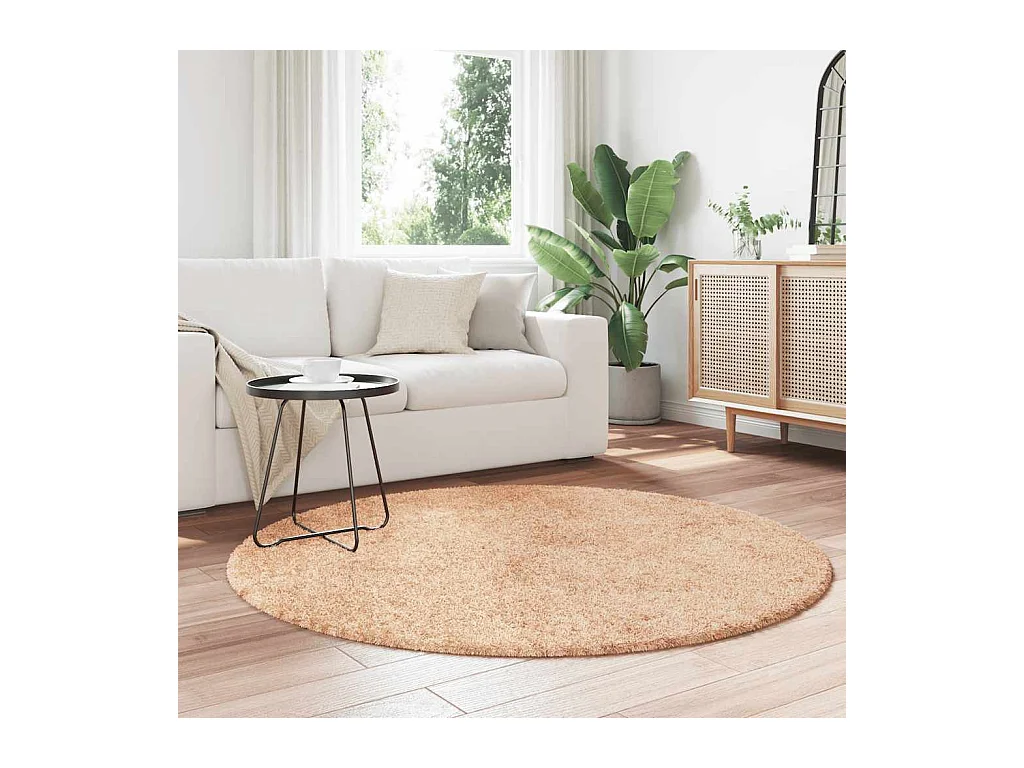 NAVARRA beige shaggy vloerkleed 160x160 cm polyester