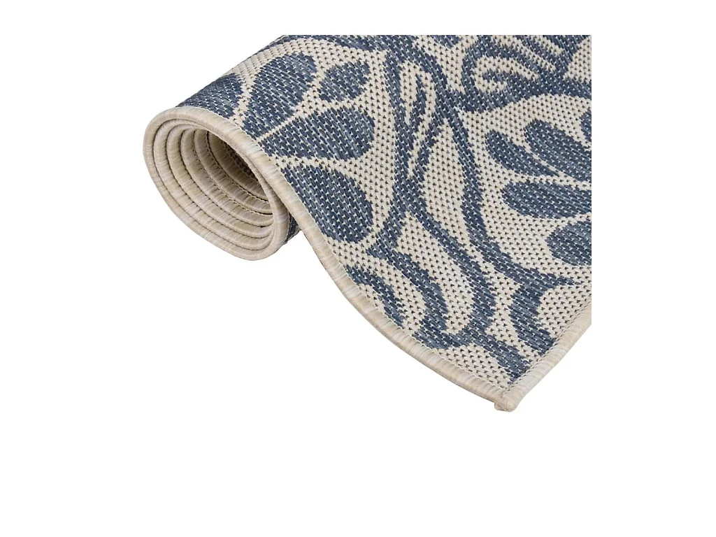Buiten platgeweven vloerkleed 160x230 cm Blauw patroon