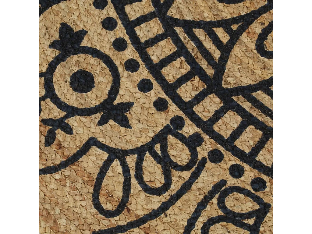 Tappeto in juta fatto a mano con stampa blu scuro 120 cm