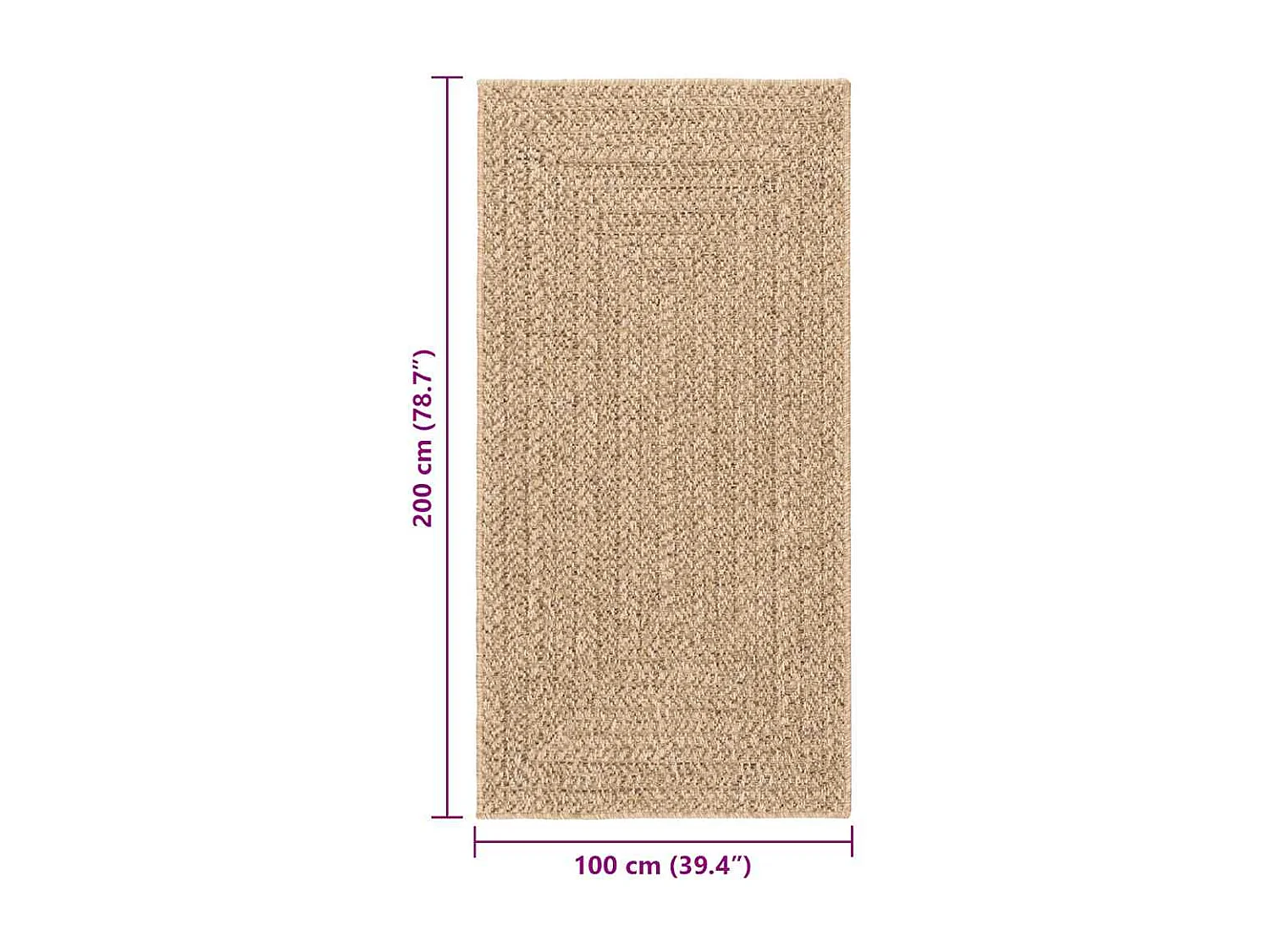 Tapis ZIZUR beige 80x250 cm aspect de jute intérieur extérieur
