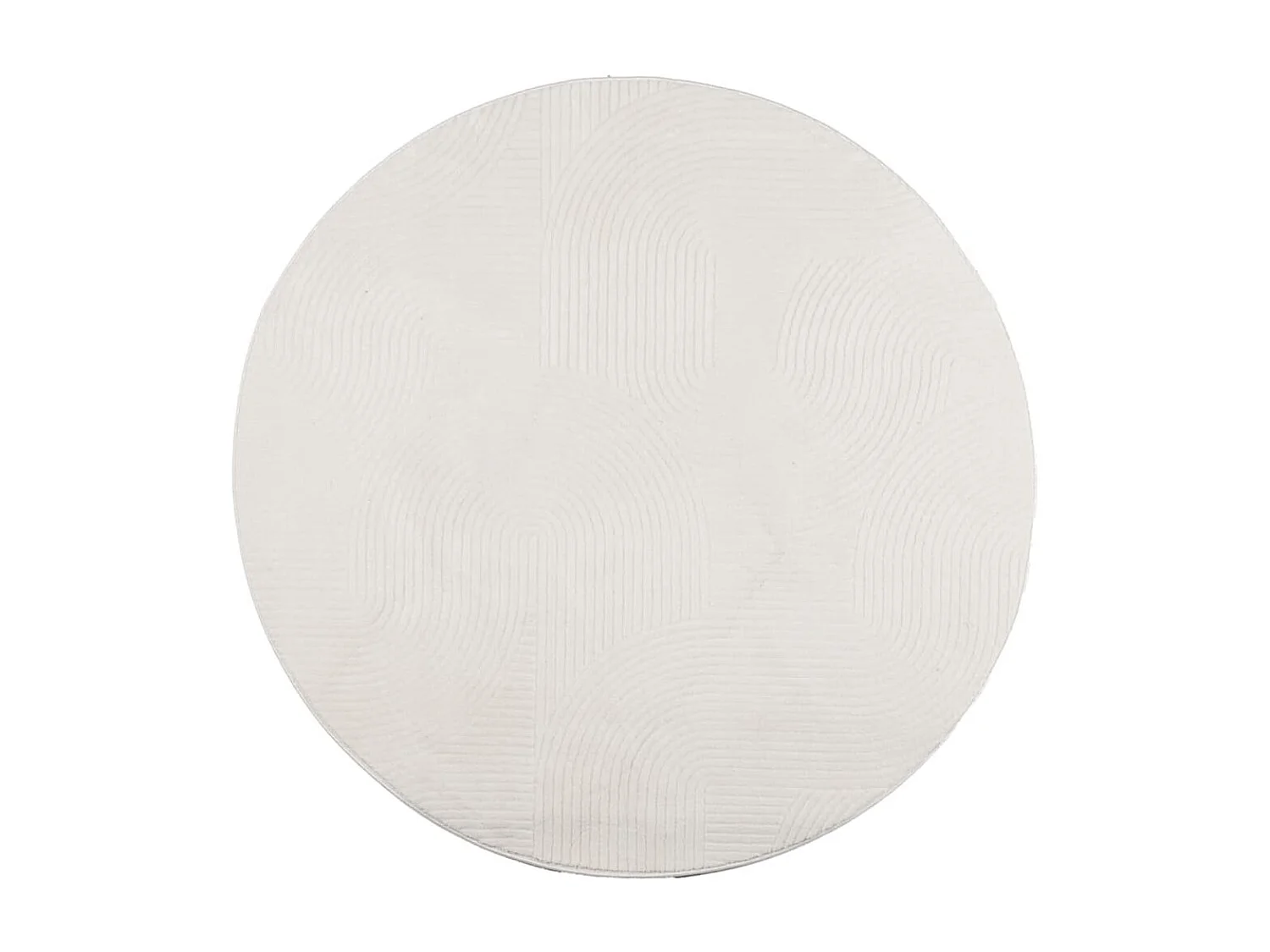 Tapis IZA poils courts style scandinave crème Ø 120 cm