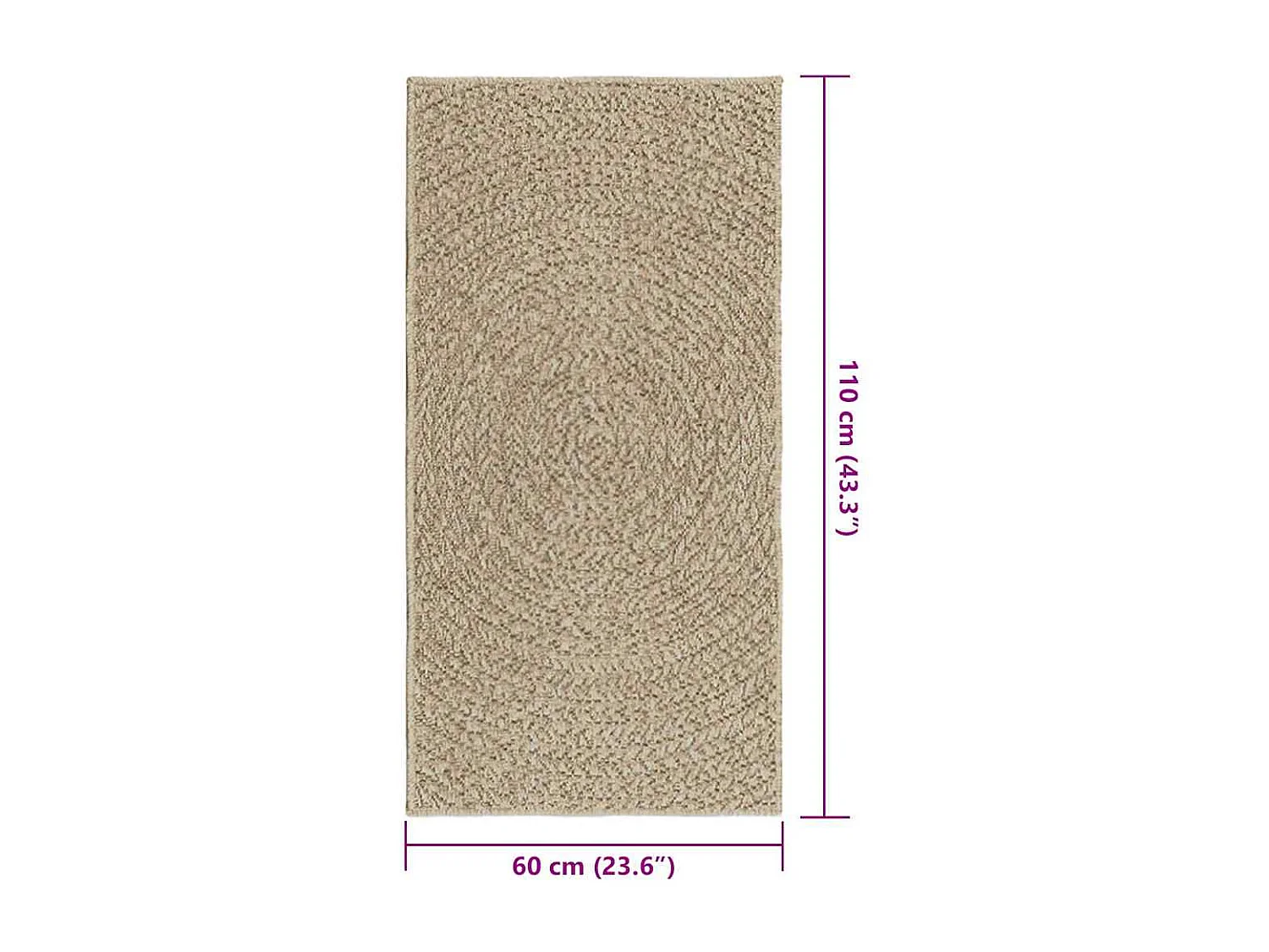 Tapis ZIZUR beige 60x110 cm aspect de jute intérieur extérieur