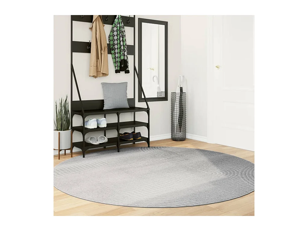 Tapis IZA poils courts style scandinave gris Ø 200 cm