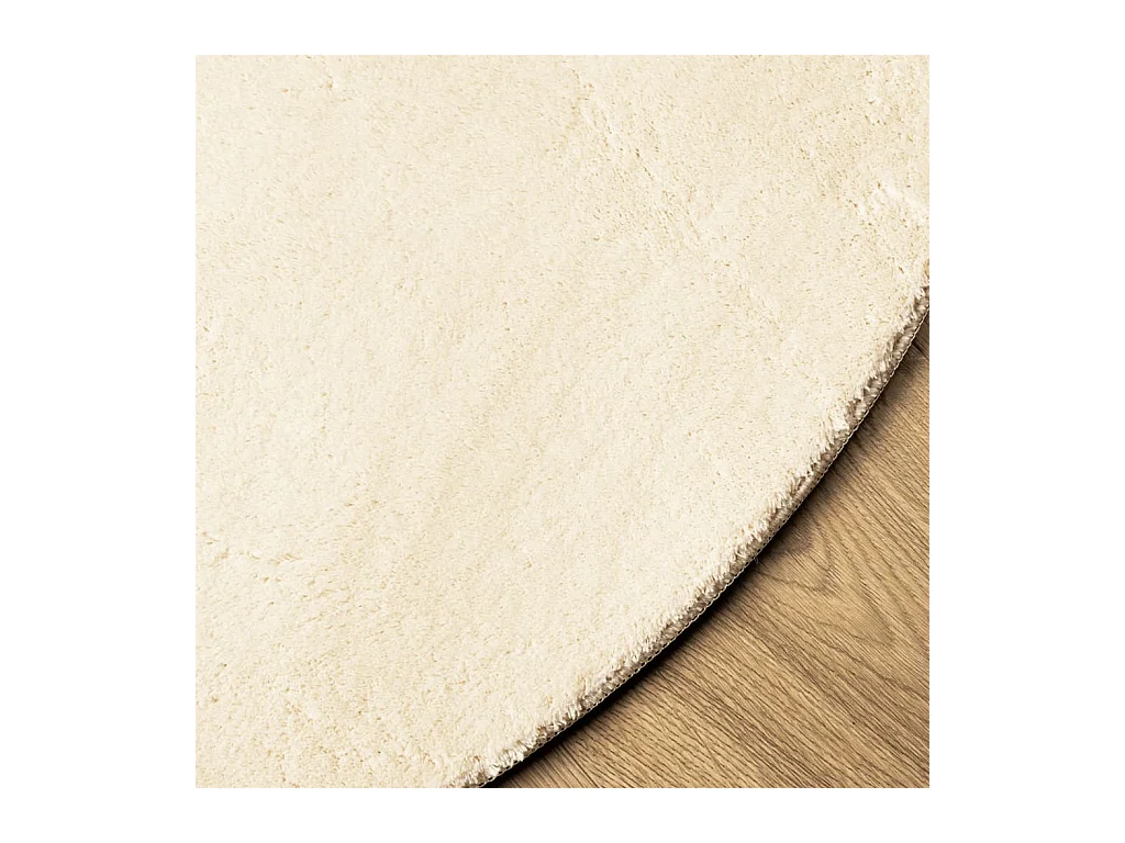 Alfombra HUARTE de pelo corto suave y lavable en color crema, Ø 100 cm