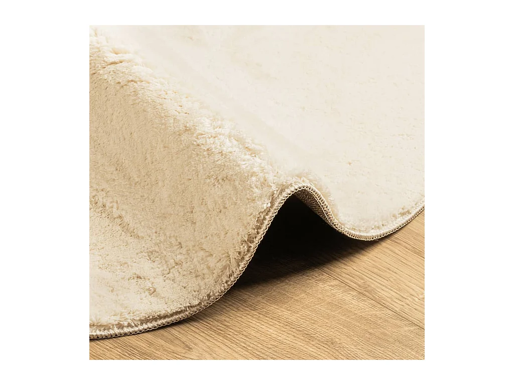 Alfombra HUARTE de pelo corto suave y lavable en color crema, Ø 100 cm