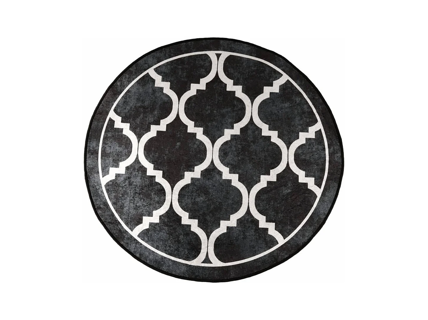 Zwart-wit wasbaar vloerkleed Ø 120 cm antislip