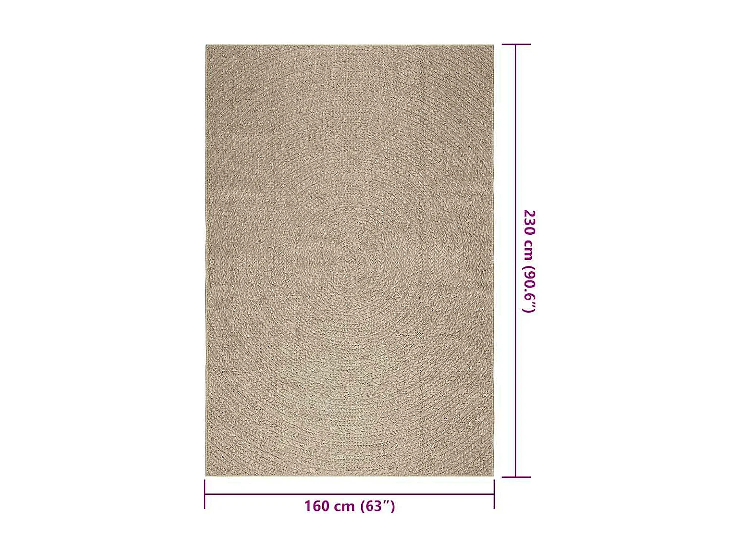 Tapis ZIZUR beige 160x230 cm aspect de jute intérieur extérieur