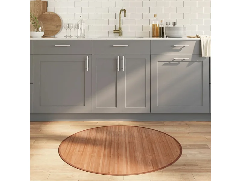 Tapis rond naturel 100 cm bambou
