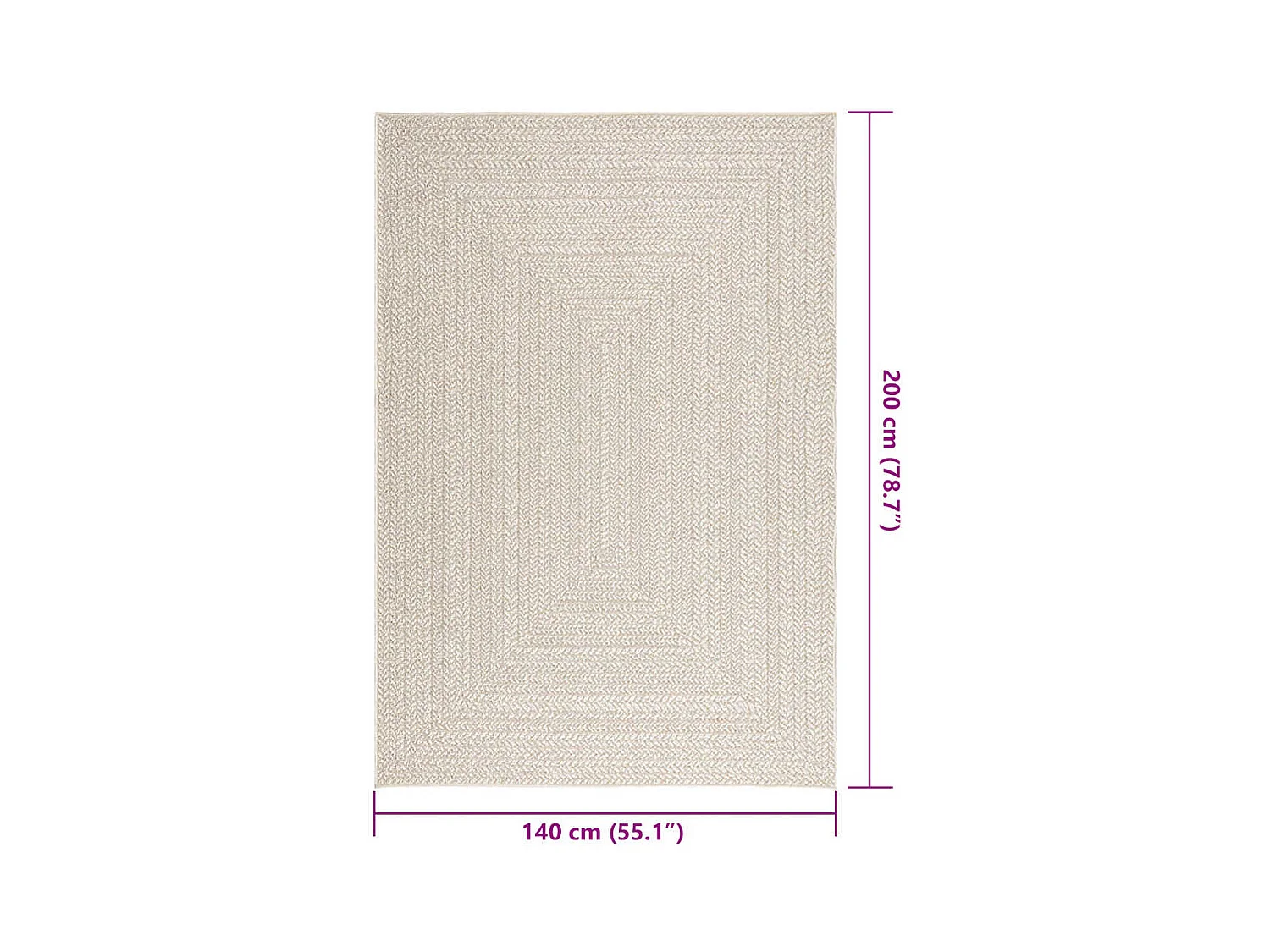 Tappeto ZIZUR crema 140x200 cm effetto juta interno esterno