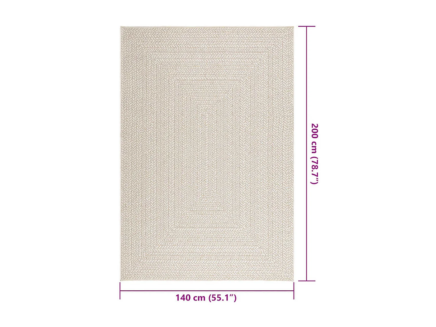 Tapis ZIZUR crème 140x200 cm aspect de jute intérieur extérieur