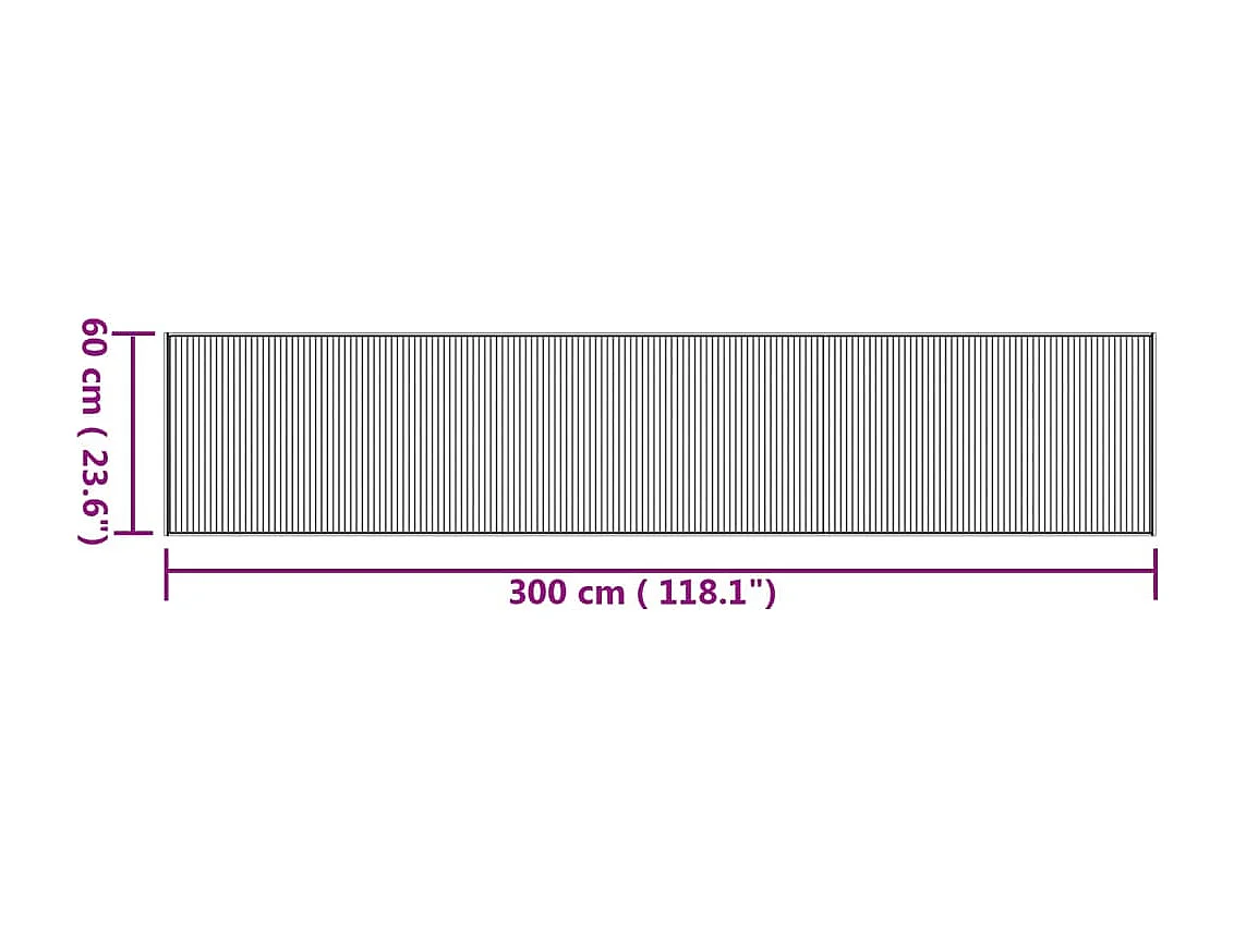 Tapis rectangulaire naturel 60x300 cm bambou