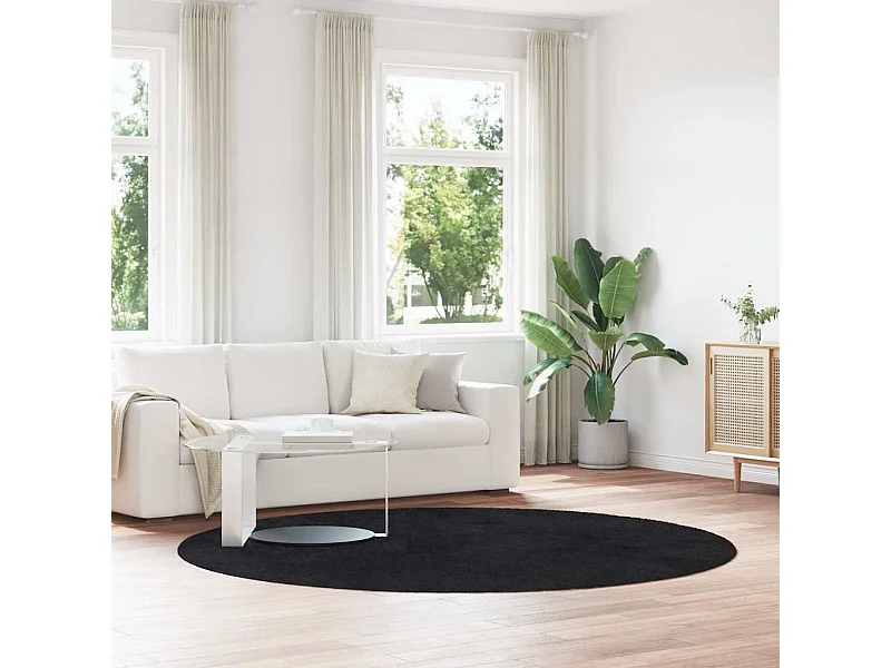 Tapis shaggy à poils longs NAVARRA noir 240x240 cm polyester