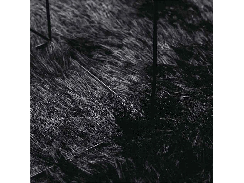 Tapis shaggy à poils longs NAVARRA noir 160x160 cm polyester