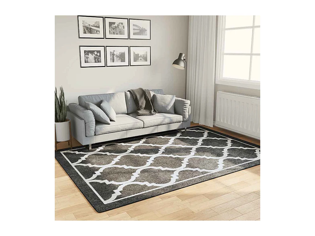 Tapis lavable noir et blanc 160x230 cm antidérapant