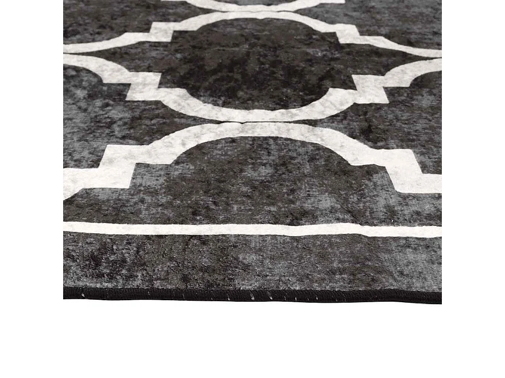 Tapis lavable noir et blanc 160x230 cm antidérapant