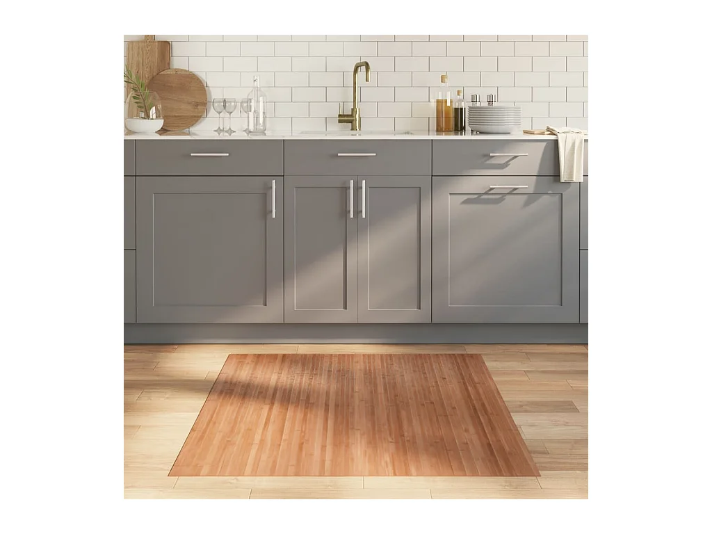 Tapis rectangulaire naturel 100x100 cm bambou