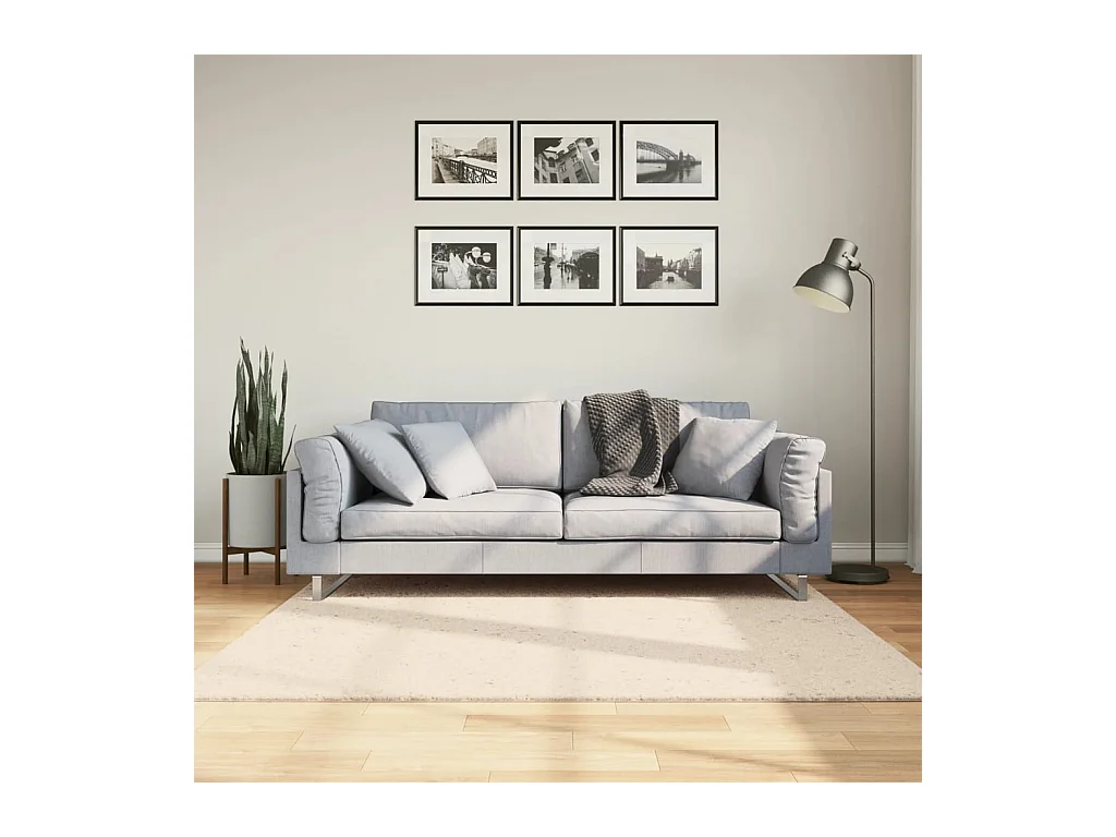 Tapis HUARTE à poils courts doux et lavable beige 160x160 cm
