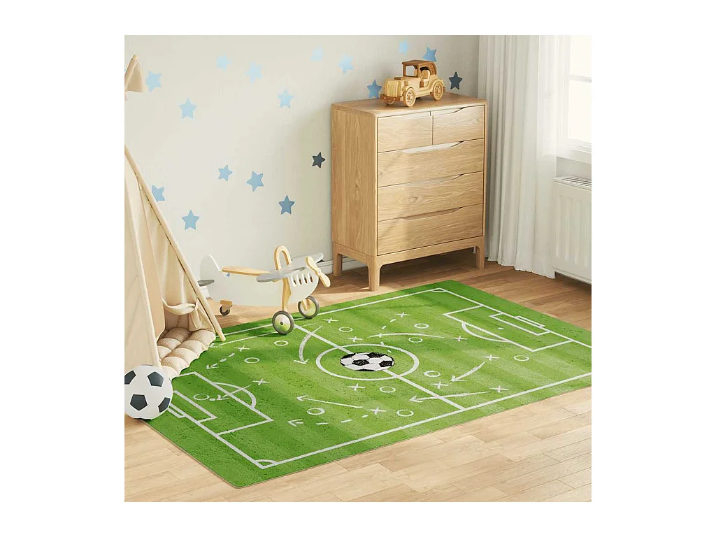 Tapis enfant 160x230cm terrain de football antidérapant lavable