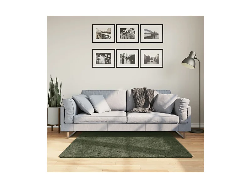 Tappeto lavabile a pelo corto HUARTE verde bosco morbido 120x120 cm