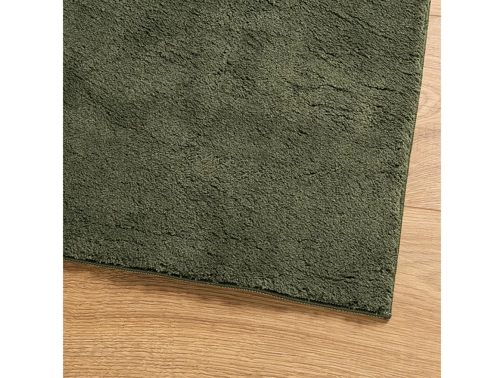 Tapis HUARTE à poils courts doux lavable vert forêt 120x120 cm
