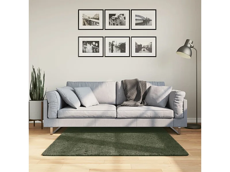 Tapis HUARTE à poils courts doux lavable vert forêt 120x120 cm