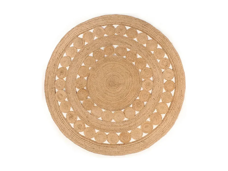 Jute gevlochten design vloerkleed 210 cm rond