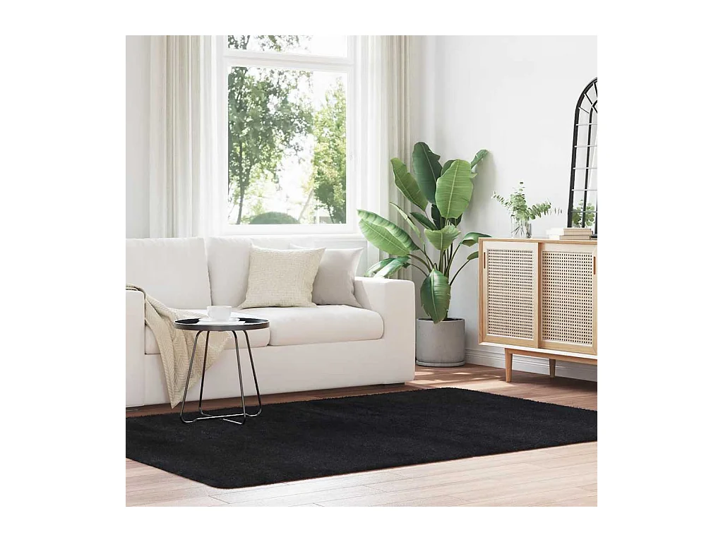 Tapis shaggy à poils longs NAVARRA noir 160x230 cm polyester