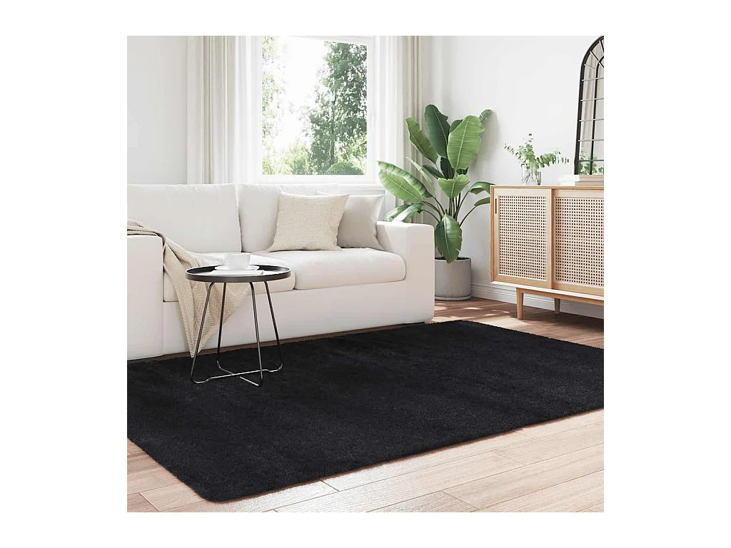 Tapis shaggy à poils longs NAVARRA noir 160x230 cm polyester