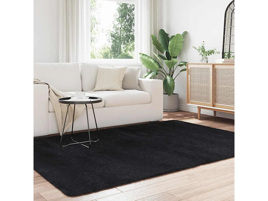 Tapis shaggy à poils longs NAVARRA noir 160x230 cm polyester